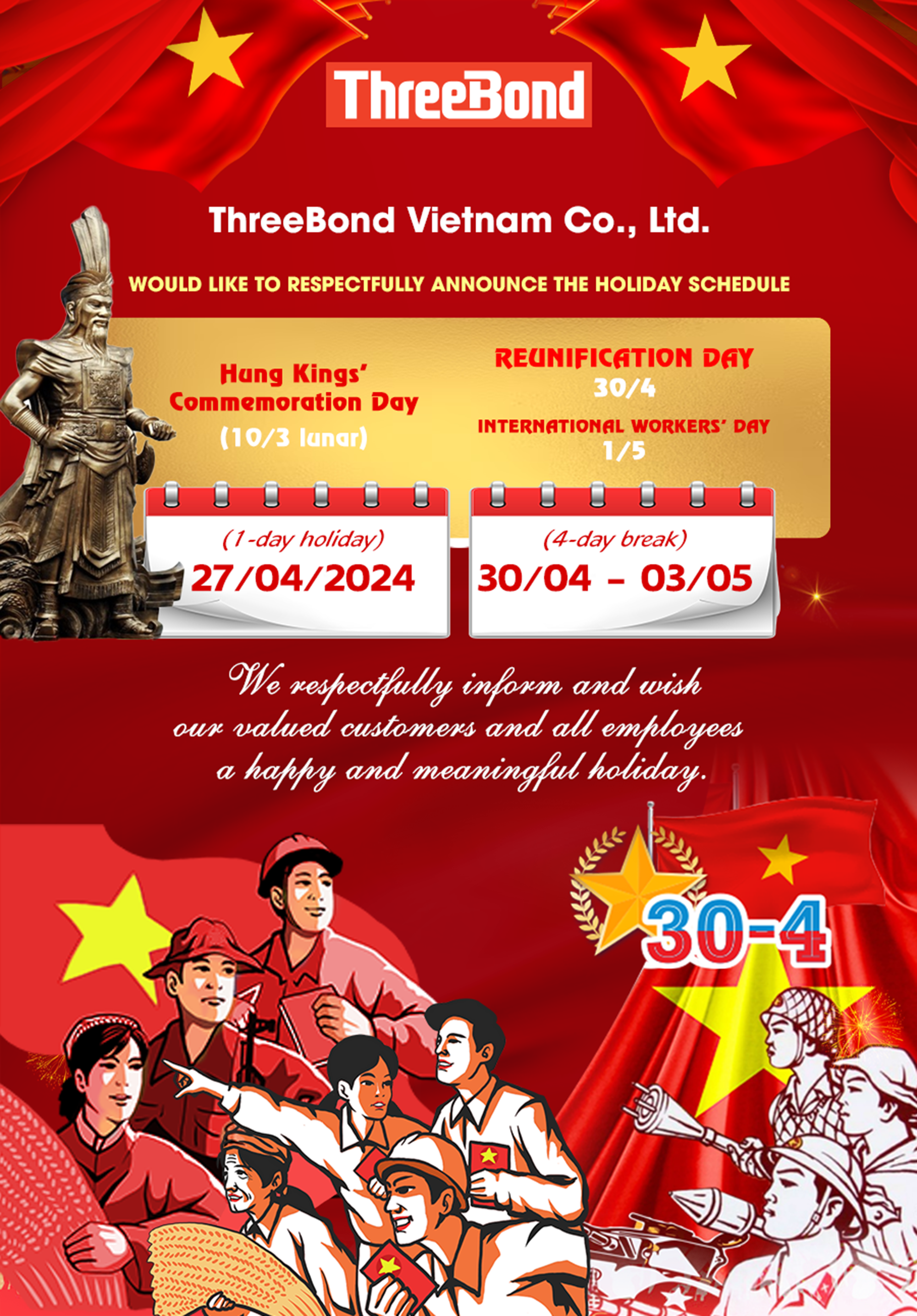 Three Bond Nghỉ 30 tháng 4 2025